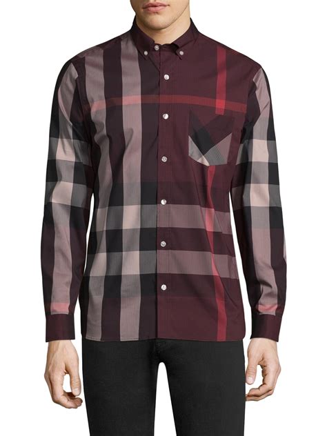 burberry pattern collared shirt|burberry plaid shirt men's.